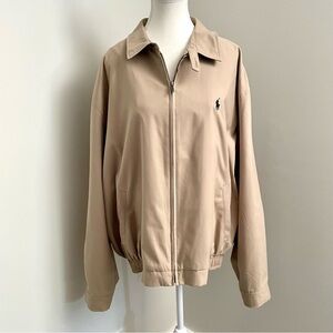 Vintage Polo Ralph Lauren 90's Harrington Khaki Bomber Jacket Preppy Size XL